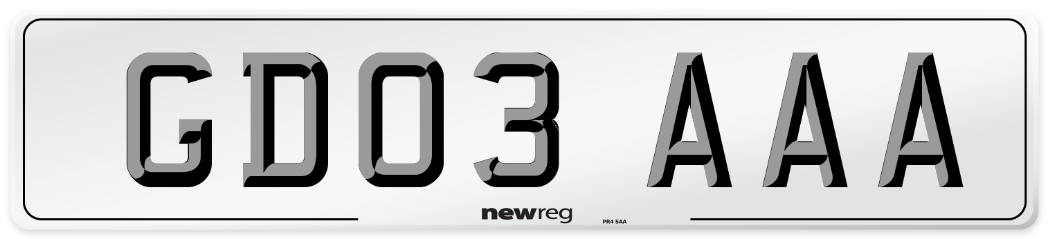 GD03 AAA Number Plate from New Reg